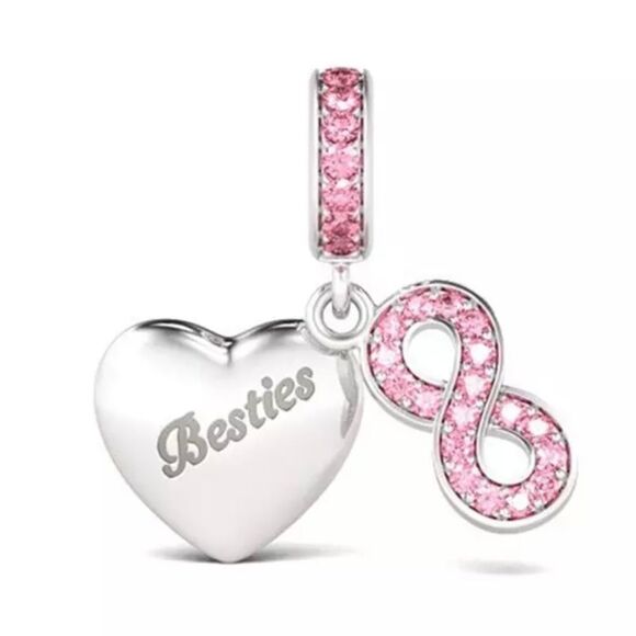 PINK BESTIES CHARM 925SS - Picture 1 of 2